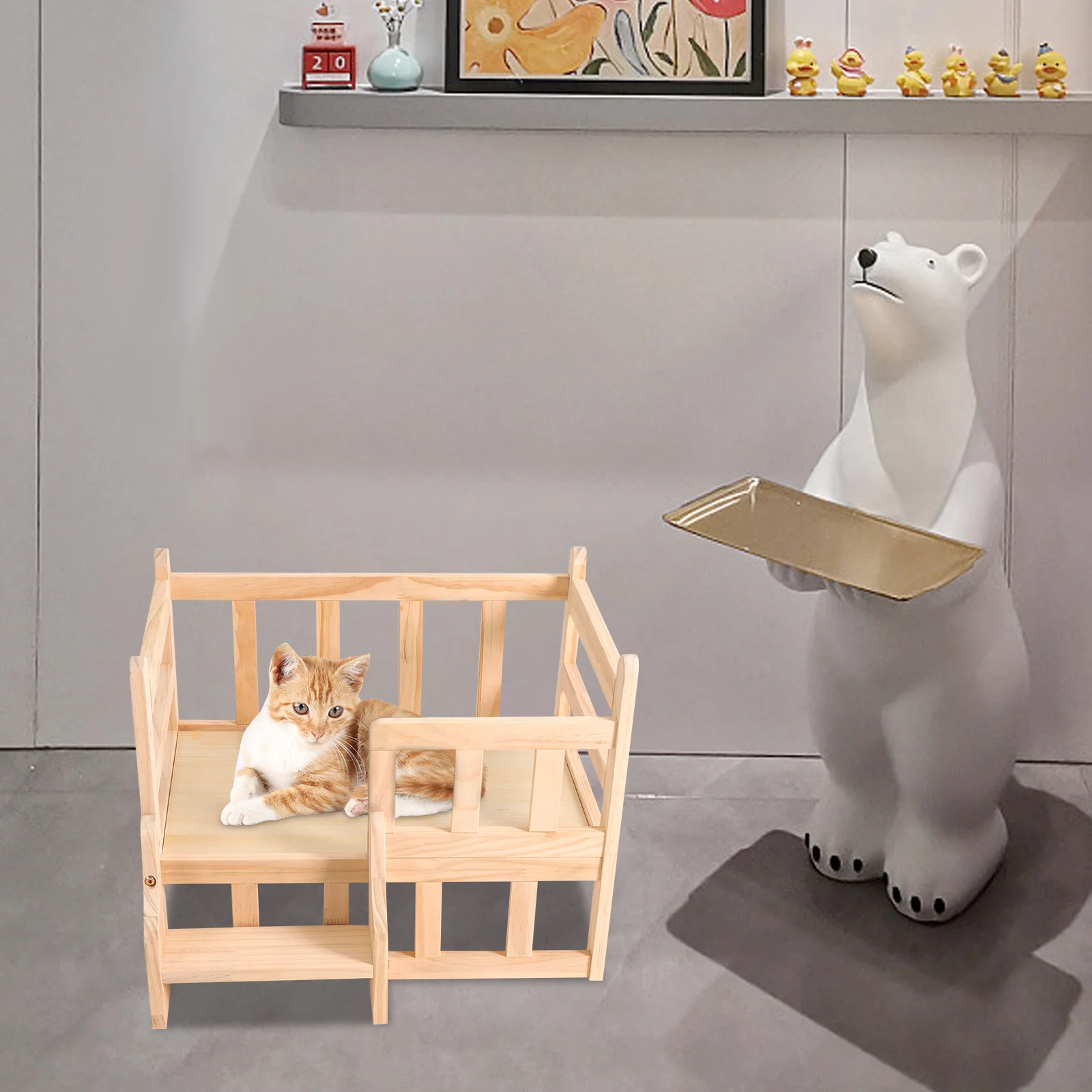 Dog Crate with Solid Pine Wood, Hypoallergenic and Chemical-Free, Sturdy Structure with Reinforced Screws, Spacious Nest