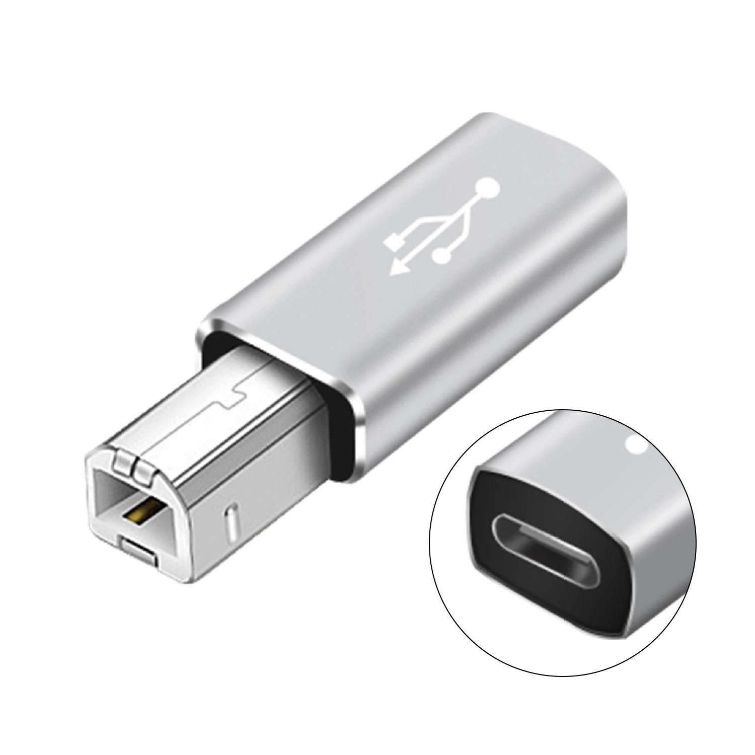 USB Type C Female to USB B Male Adapter for Data Transfer and Converter Applications