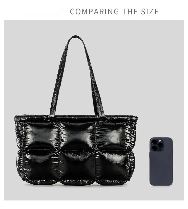 Fashion Shoulder Bag, 2024 Autumn And Winter New Down Large Capacity Fashionable Shiny Nylon Ladies Handbag. Popular Fashion Women's Bag._voghion.com