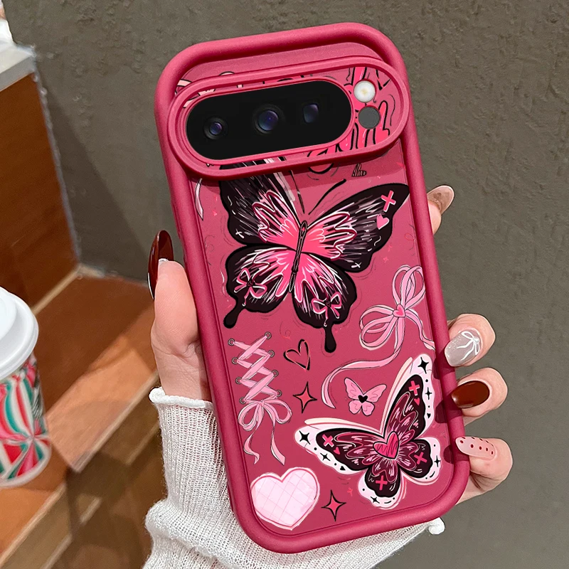 Pink Cartoon Butterfly Shockproof Soft TPU Phone Case