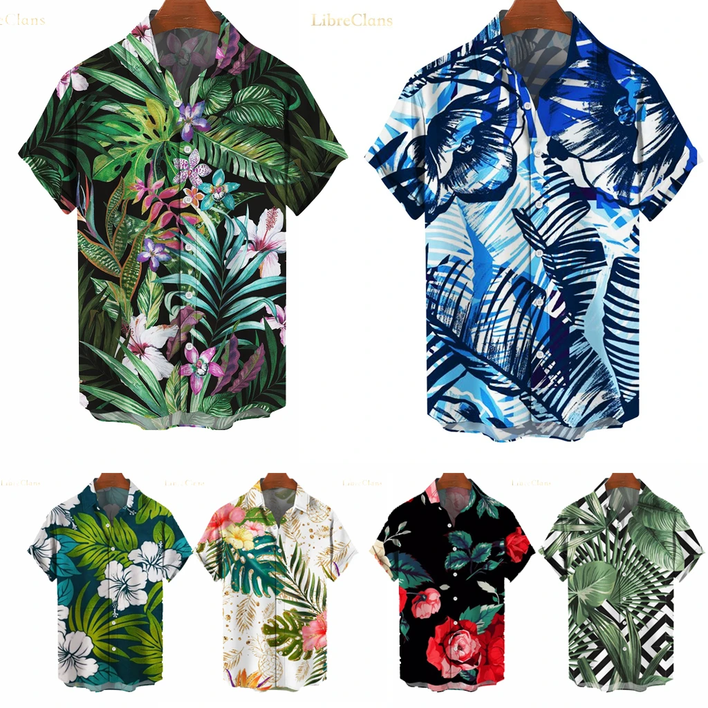 

Short Sleeve Beach Shirt Banana Leaf Print Hawaiian Style Youthful Summer Fashion 2023 New For Men