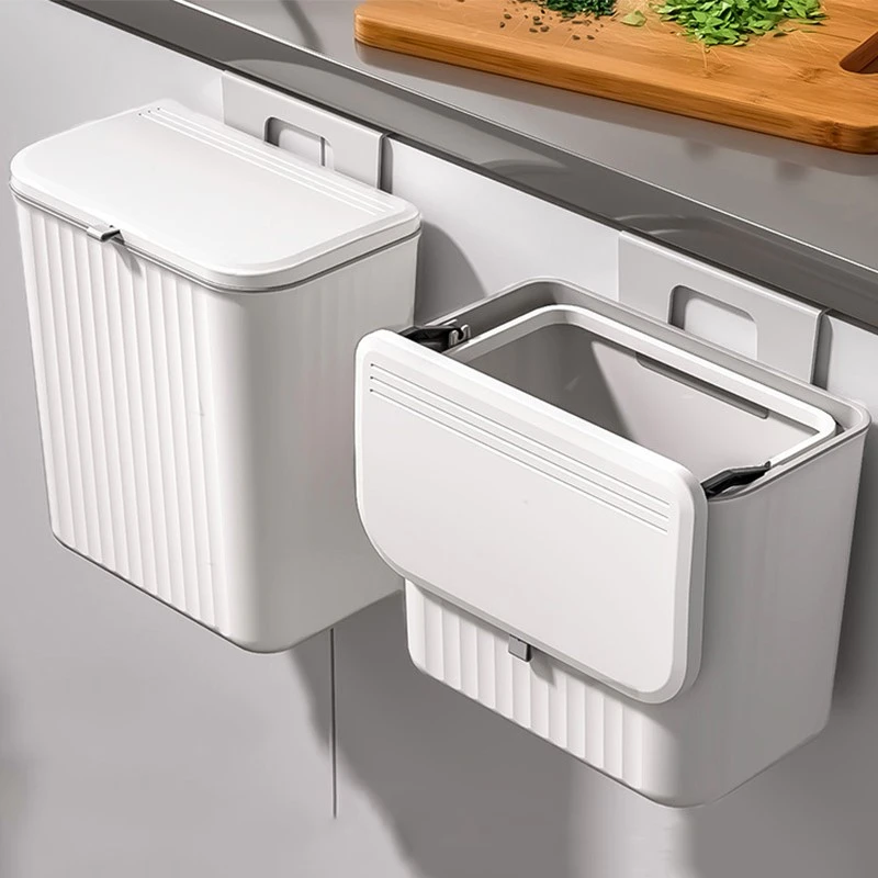 Kitchen Trash Can Door Hanging Sliding Cover Storage Box