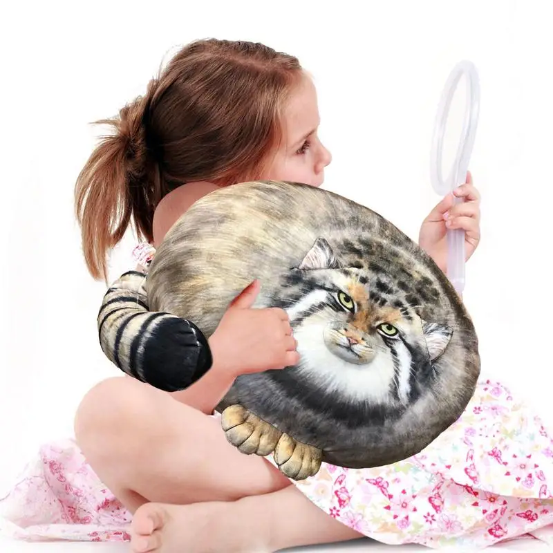 

Round Cat Plush Body Pillow With Ferocious Expression Cute Plush Toy Animal Throw Pillow Doll For Girls Boys Kids Nice Gift