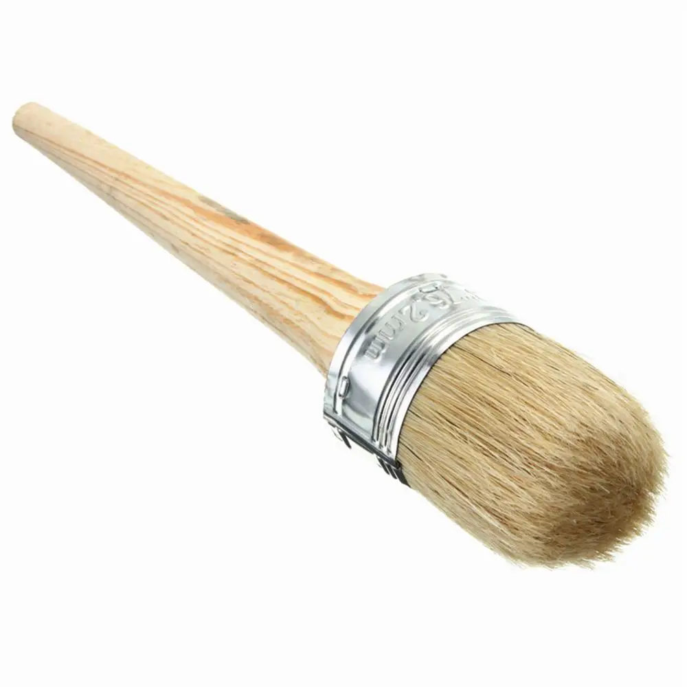 New Home Use Brush Wooden Handle Painting Wax Brushes 185mm Long Round Bristle Chalk Oil Paint DIA 2
