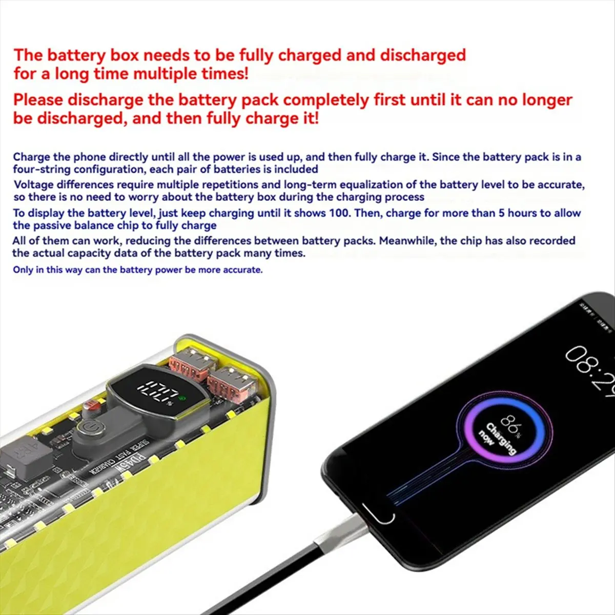 Custodia DIY per Power Bank 8 Slot 18650 con Ricarica Rapida PD 45W, Scatola Porta Batterie Senza Saldatura per Laptop, Nera - Image 6