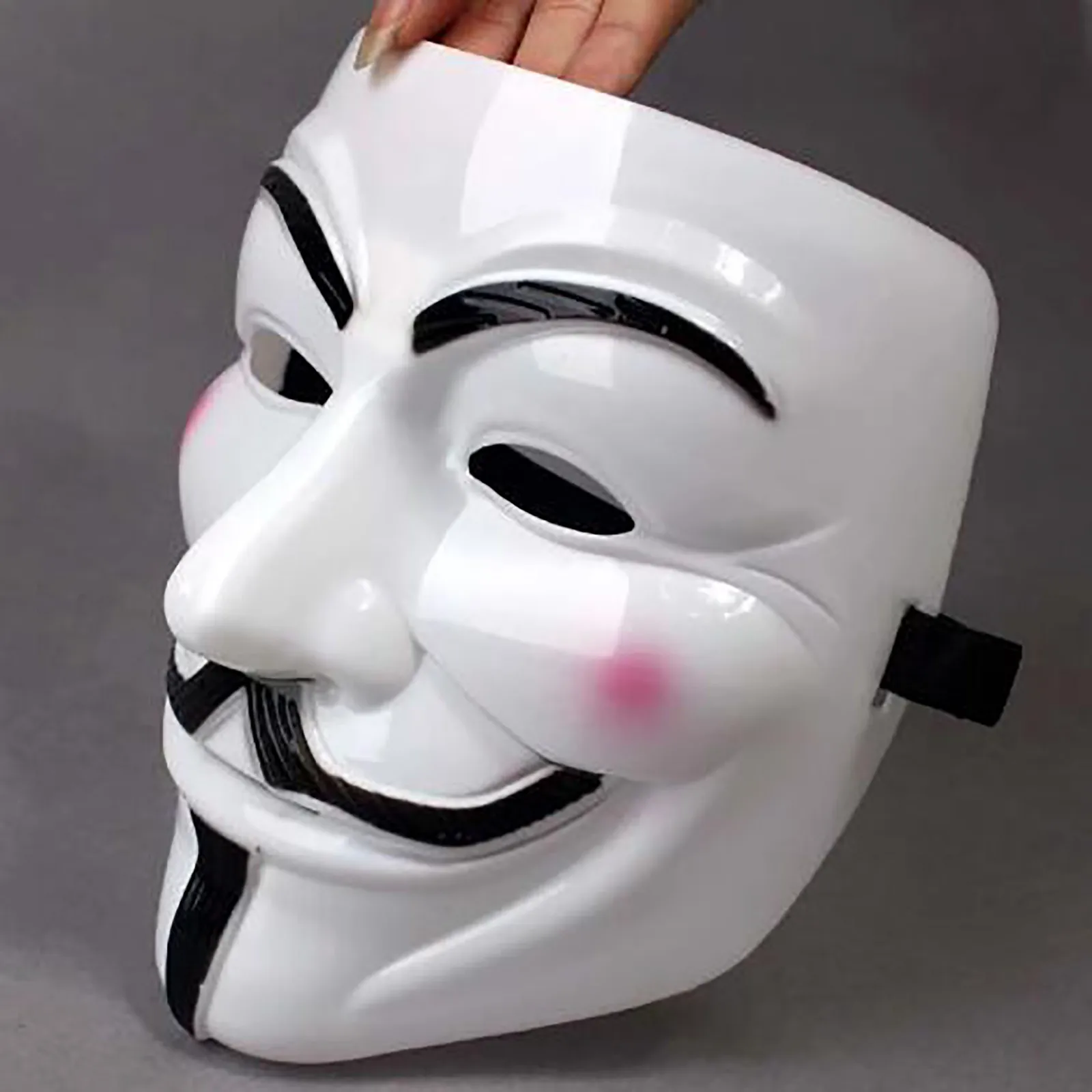 Máscara de Cosplay de Vendetta para Halloween, máscara de Hackers para fiesta Diy, máscara facial de Anime Anonymous, color blanco y negro, 1 unidad