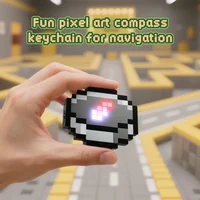 Creative 3D Kids Rechargeable Pixel Compass Keychain Cartoon Backpack Key chain Game Periphery Toys Birthday Gifts Office Parner 2