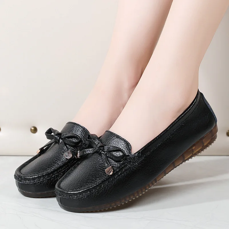 Autumn Fashion Sneakers Women Shoes Women Flats Loafers Round Toe Genuine Leather Women's shoes Flat Casual Walking Shoes