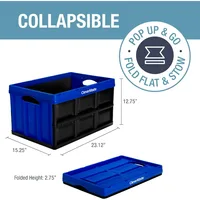 62L Collapsible Storage Bins (3 Pack,Royal Blue) NO LID-Stackable Storage Containers for Organizing, Toy Storage, Garage Storage 2