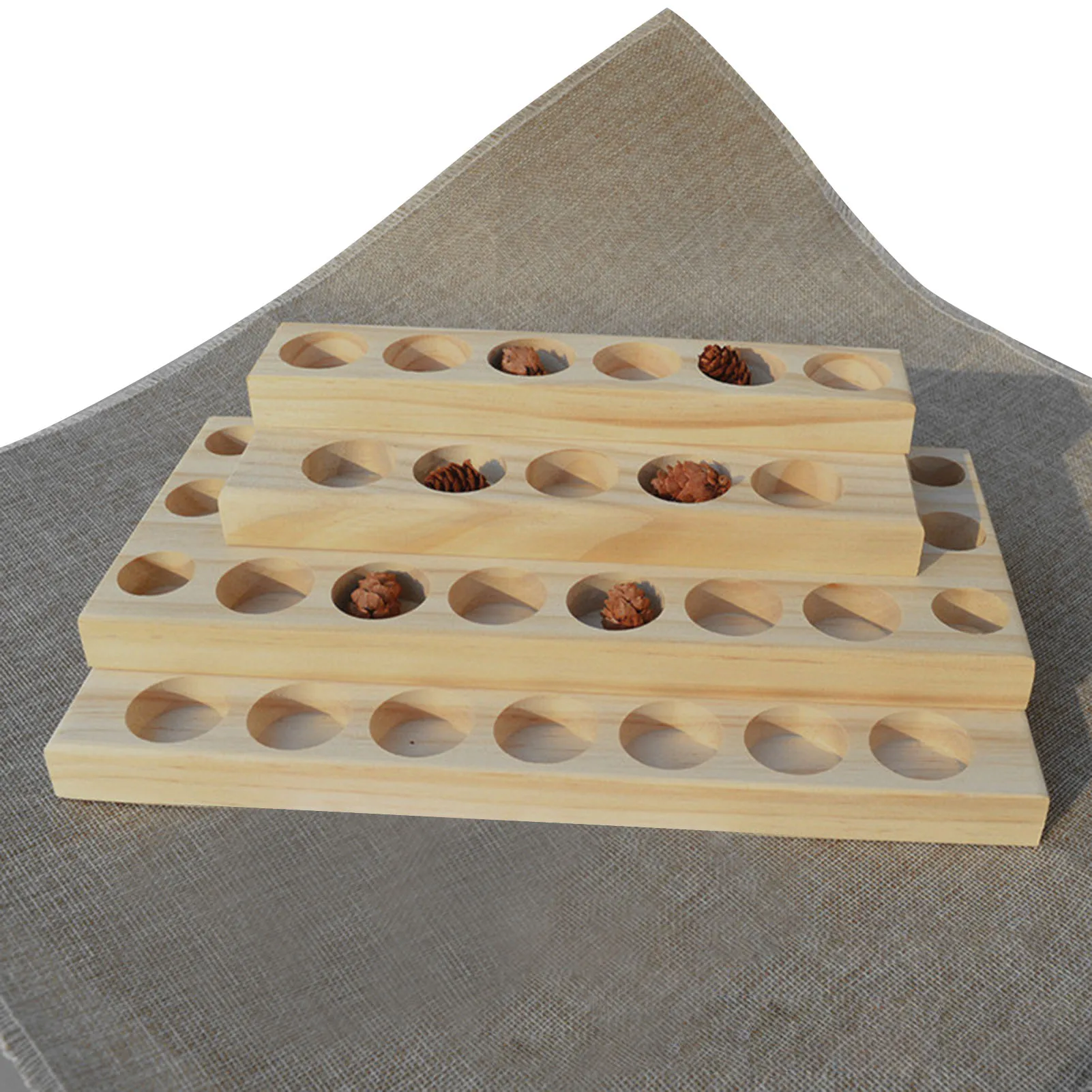 Natural Wood Essential Oil Display Stands Holder Rack Storage Organizer For 30 Slots 5-15ml Bottles Perfume Storage Tray 5