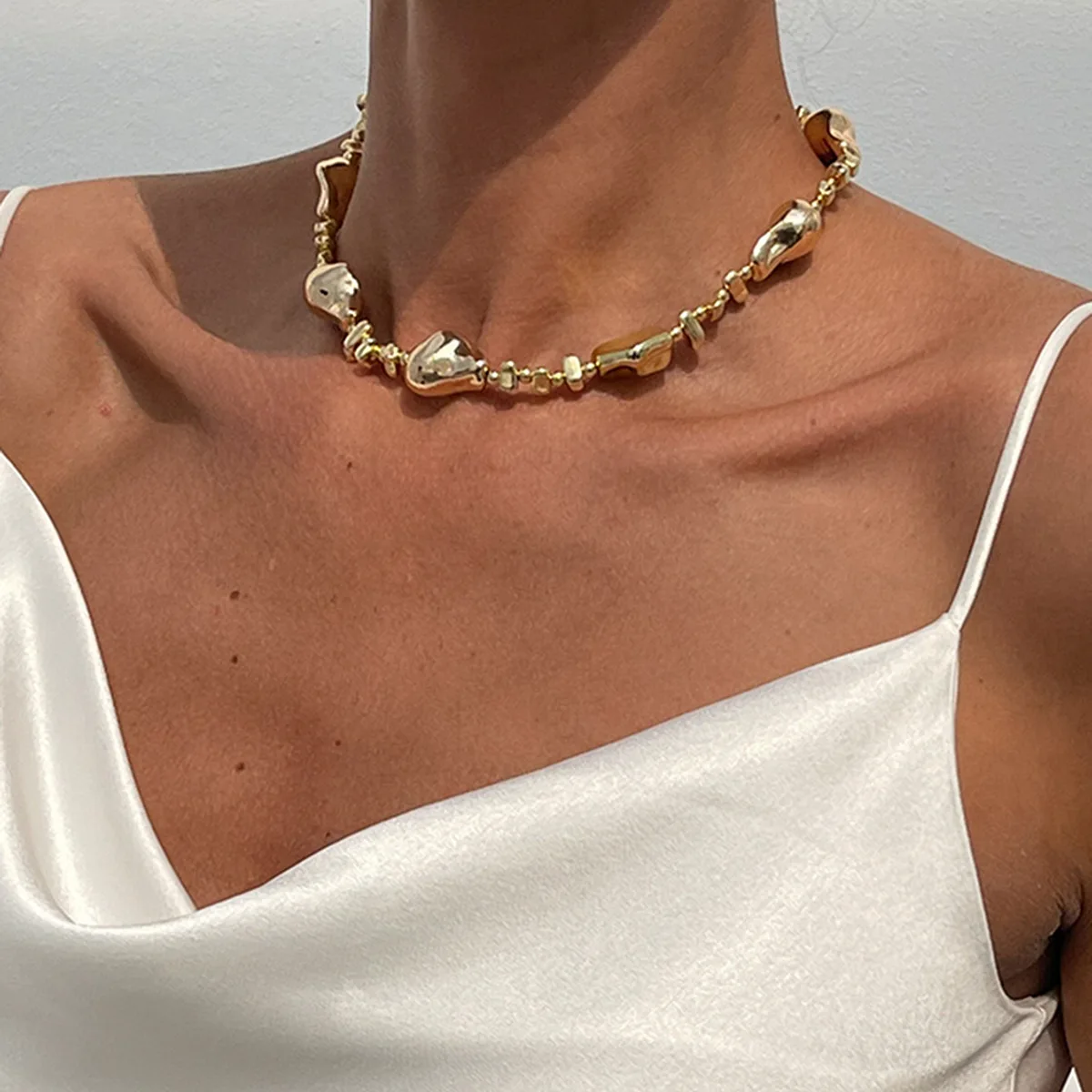 New Baroque Irregular Imitation Pearl Bead Necklace Choker