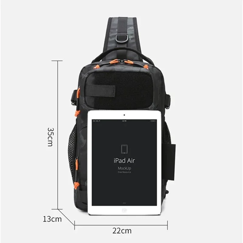 Men Fishing Tackle Bag Single Shoulder Crossbody Tactical Bags Waist Pack Fish Lures Gear Utility Storage Fishing Box Chest Bag