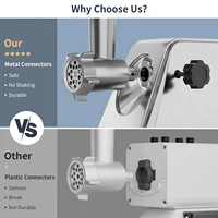 AIRMSEN Stainless Steel Meat Grinder, Electric 3 in 1 Meat Mincer with 2 Blades & 3 Plates, Sausage & Kubbe Maker Kit, Fixed Loc 2