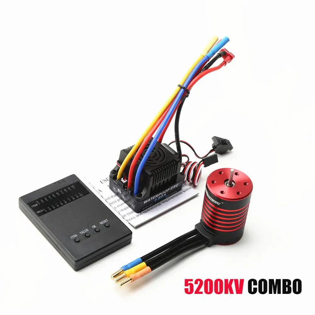 

Gtskytenrc Waterproof Combo 3650 2300/3100/3600/4500/5200kv Brushless Motor W//heat Sink 60a Esc For Rc 1/10 Rc Car