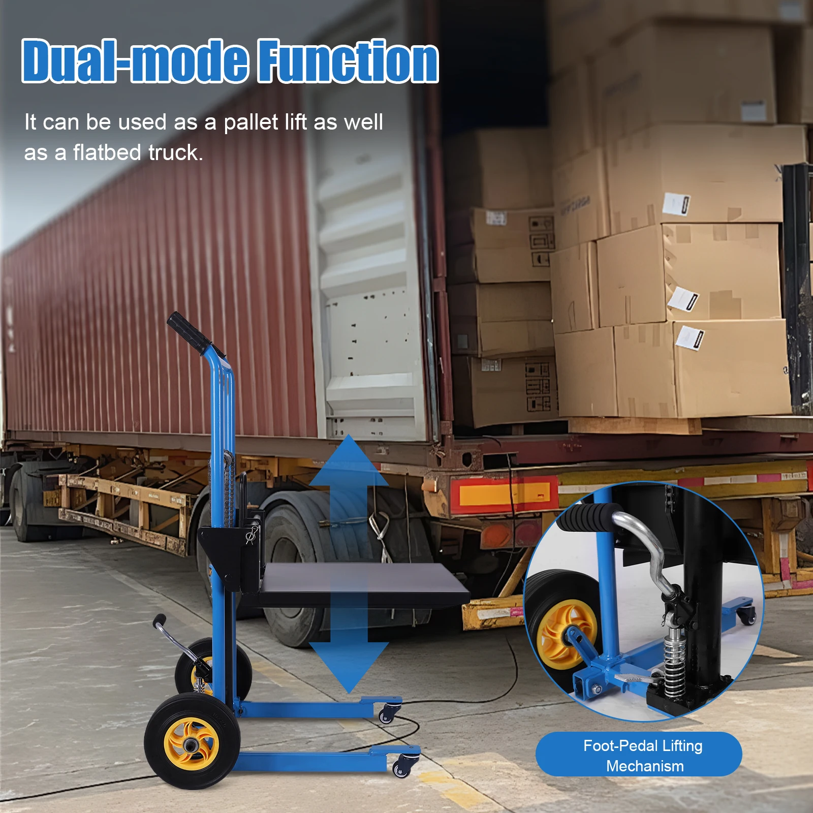 450 Lbs Pallet Jack Table Cart Swivel Casters Manual Forklift Material Stacker Portable Hand Pallet Truck Lift for Construction