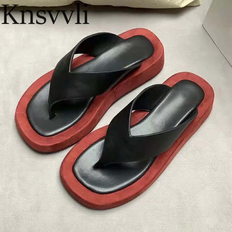 platform-square-toe-slippers-women-genuine-leather-leisure-flip-flops-ladies-beach-summer-comfort-walk-thick sole-slippers-women