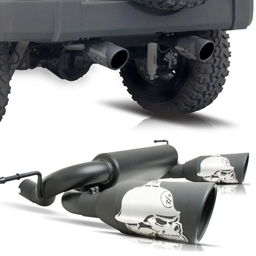 Auto Exhaust Pipe Muffler System Tail Pipe of Off-raod 4x4 Steel Muffler Exhaust Tip Fit For Jeep Wrangler JK JL 2007-