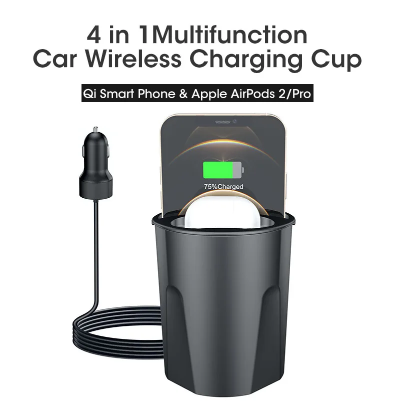 4 IN 1 Cup Holder Wireless Charger for iPhone and Samsung 15W