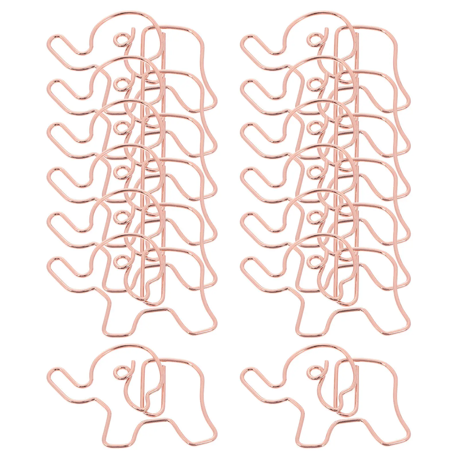 20Pcs 코끼리 모양의 종이 클립 사무실 학교 용품을위한 장식 금속 클립 대형 컬러 종이 클립 책상 액세서리
