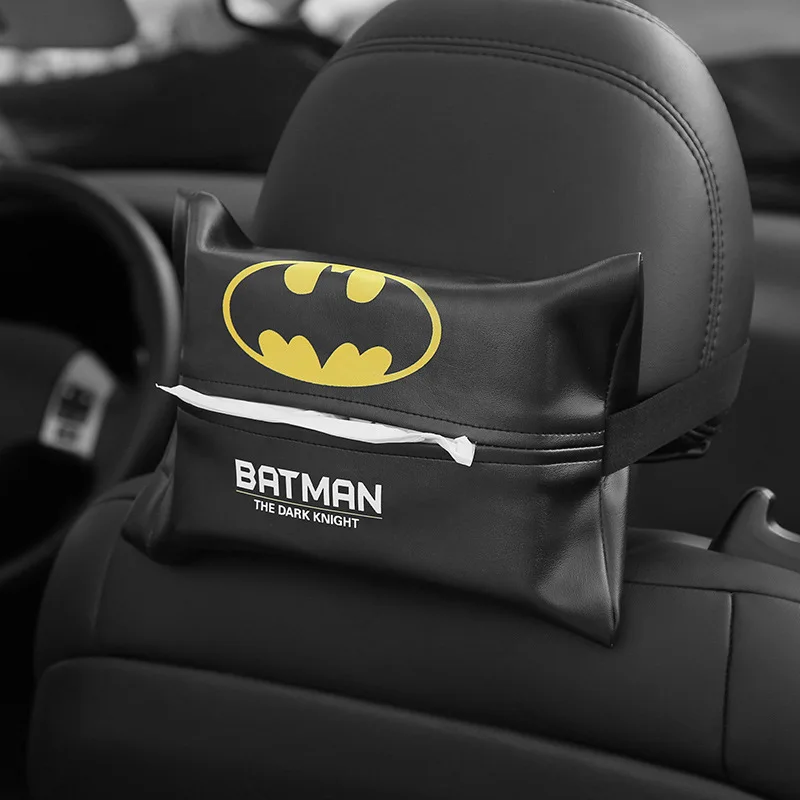 Cartoon Batman Car Tissue Box Car Sun Visor Tissue Box Holder Auto Interior Storage Box Decorazione Per Accessori Auto Universali