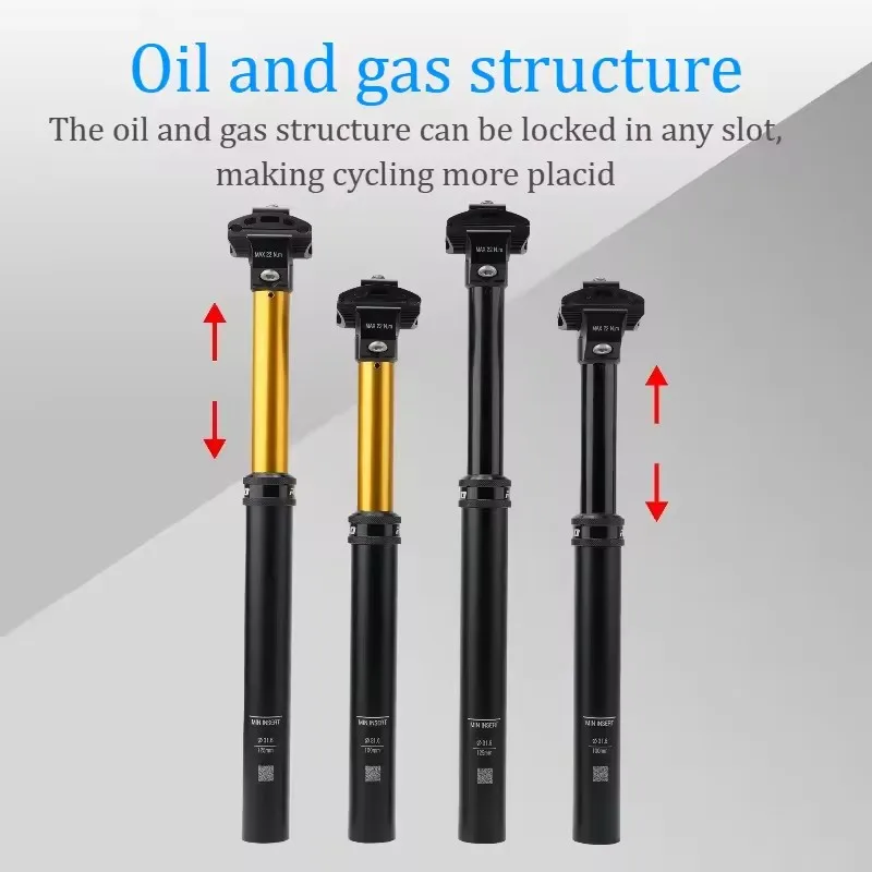 RIRO 7075 Aluminum Dropper Seatpost 27.2/30.9/31.6mm Hand-Controlled Telescopic MTB - Image 2