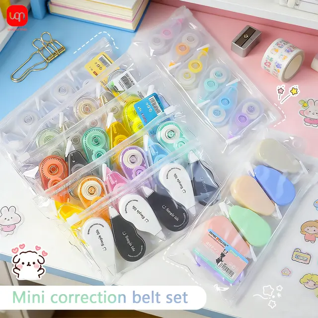 WQN-6PCS Mini Kawaii Correction Tape Cute Designs in Various Colors Perfect for Decorating School Stationery 1