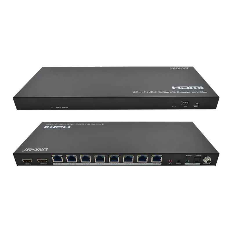 HDMI 스플리터, Cat5e 6 케이블, 지지대 POC, 90M, 1080P, 8 포트, 4K, 60M, 1X8