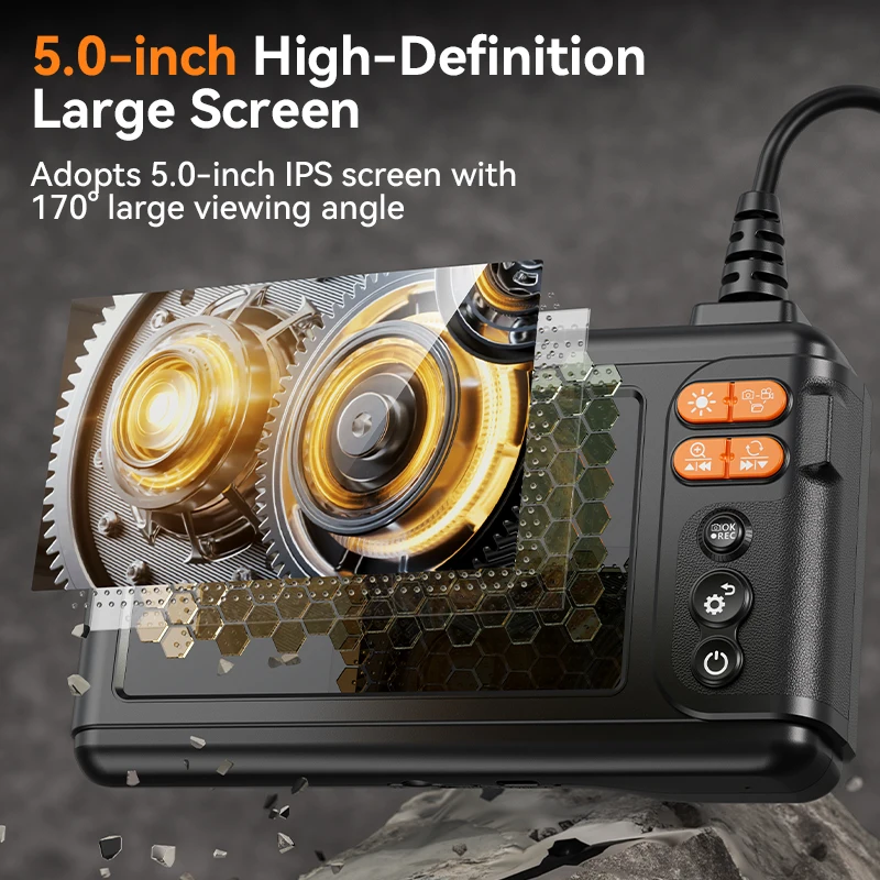 디지털 산업용 내시경 C50 듀얼 렌즈 5m 미터 파이프 배관 하수구 검사 내시경 IP68 2000mAh 산업용 내시경