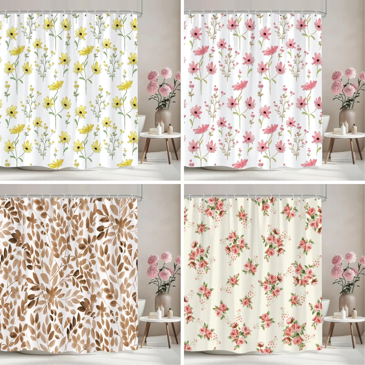 

Простая Современная занавеска для душа с цветочным принтом, свежая растительная цветочная ткань из полиэстера, занавеска для душа для дома, украшение для ванной комнаты