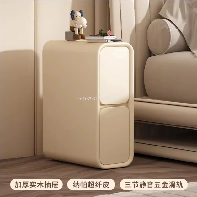Cream Nightstand Advanced Sense Light Luxury Nightstand Small Narrow Bedroom Home Narrow Modern Simple Furniture