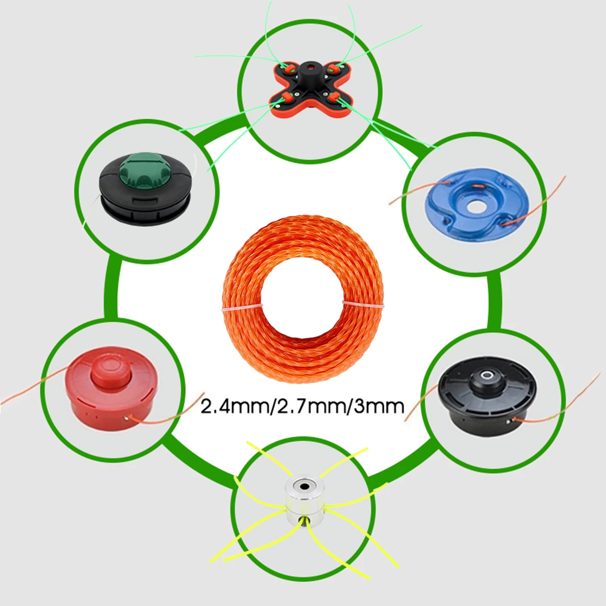Premium Nylon Spiral Lawn Trimmer Line