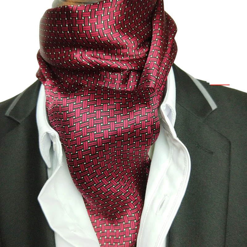 Men Silk Scarf Natural Silk Neck Scarf Accessory 100% Pure Silk Male Plaid Long Scarves Neckerchief Business Casual Scarves mens designer scarf