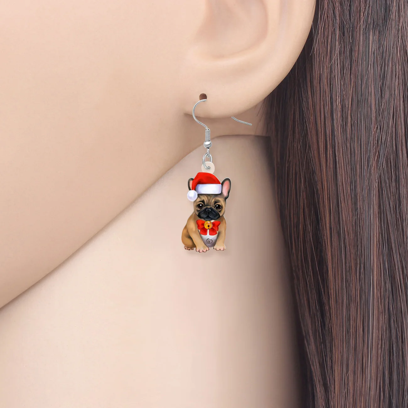BONSNY Acrylic French Bulldog Pug Dog Earrings - Cute Puppy Dangle Earrings For Women & Girls, Lightweight Gift - View #6