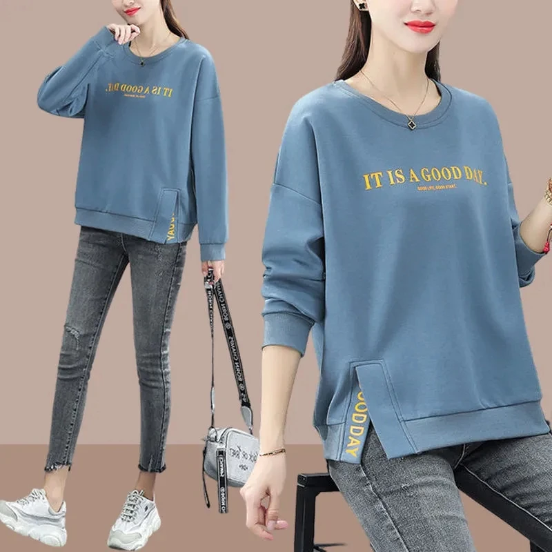 

Женская хлопковая толстовка 4XL, женские толстовки, весенний Повседневный Свободный пуловер в Корейском стиле, толстовки, модное женское пальто, базовые Топы