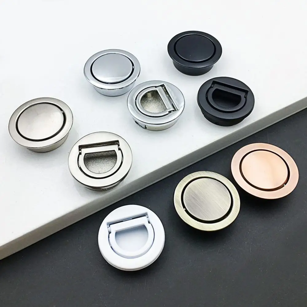 Modern Stainless Steel Door Handles Flip Cupboard Tatami Cabinet Handle Pull Round Recessed Door Knob Tatami