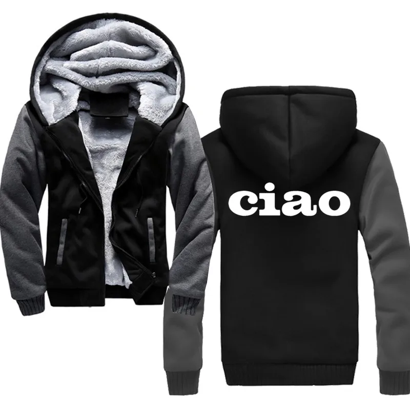 

Hoodies Men Ciao Bicycle Print Casual Hip Hop Harajuku Long Sleeve Hooded Sweatshirts Mens zipper Jacket Man Hoody Clothing