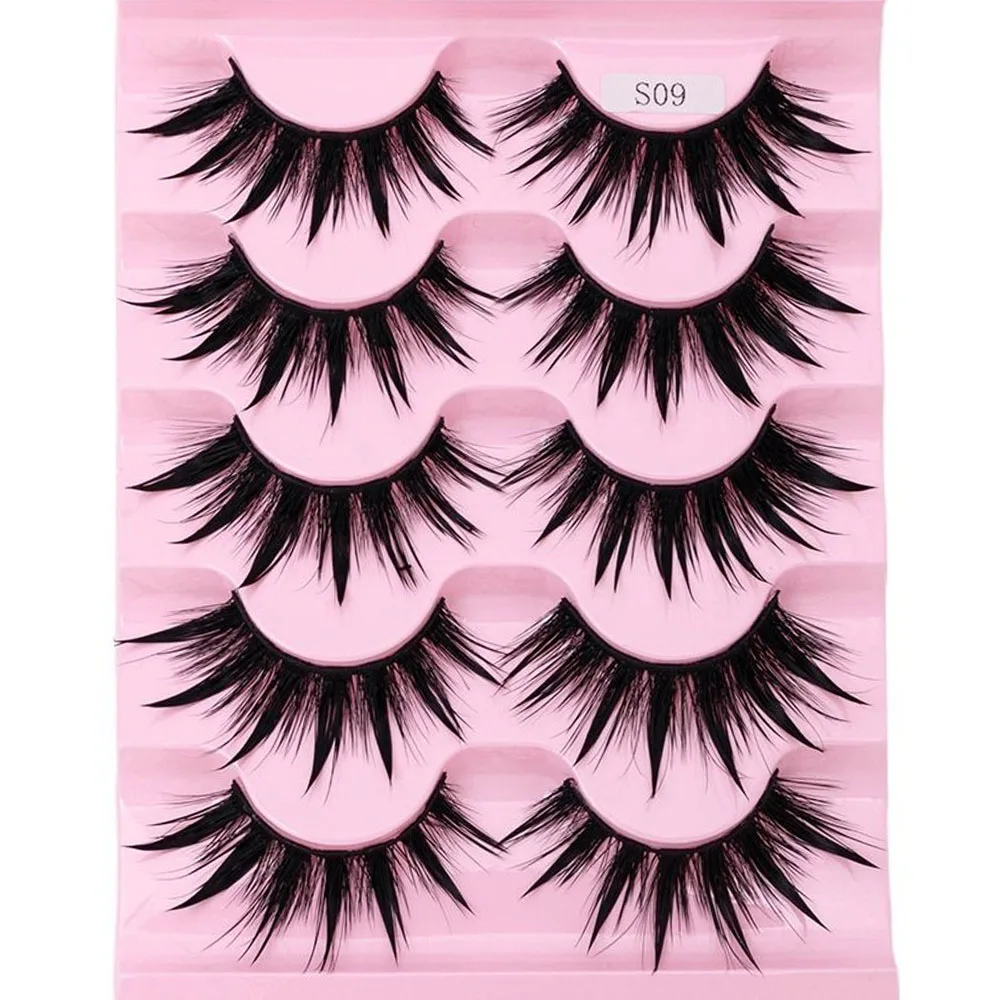 

5 Pairs Natural 3D Dramatic Fairy Clusters Manga Lashes Fake Eyelashes Wet Look Cosplay Lashes Thick Thai Wet anime eyelashes