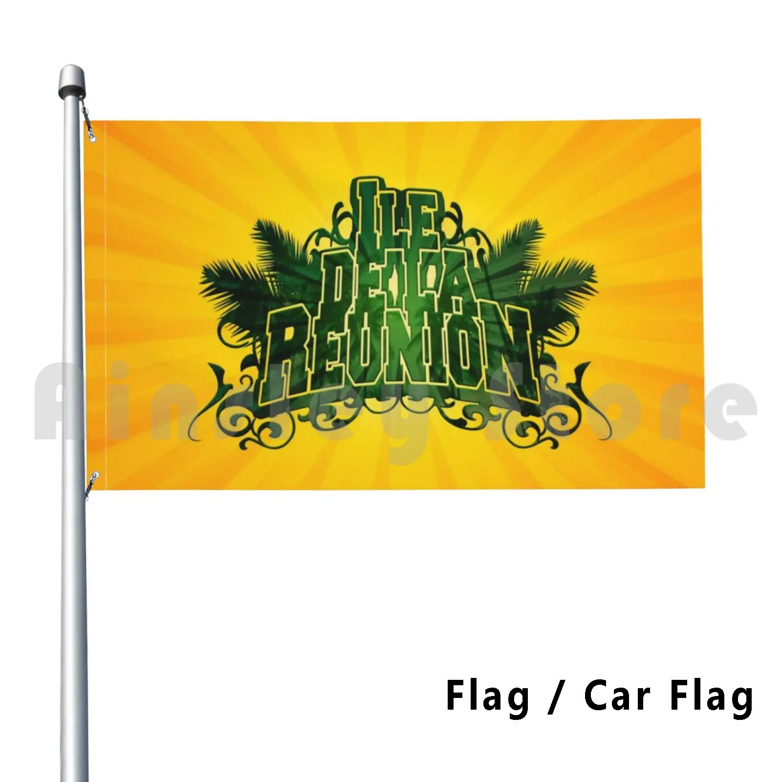 Reunion Island-Palm Green Outdoor Decor Flag Car Flag 974 974 Reunion Island Reunionese Creole Neem Local Leetchi