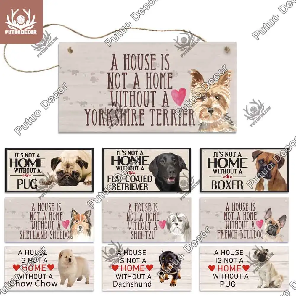 

Putuo Decor Pet Dog Plaque Wood Lovely Friendship Wooden Pendant Wooden Signs for Dog Kennel House Home Decor Dog Supplies