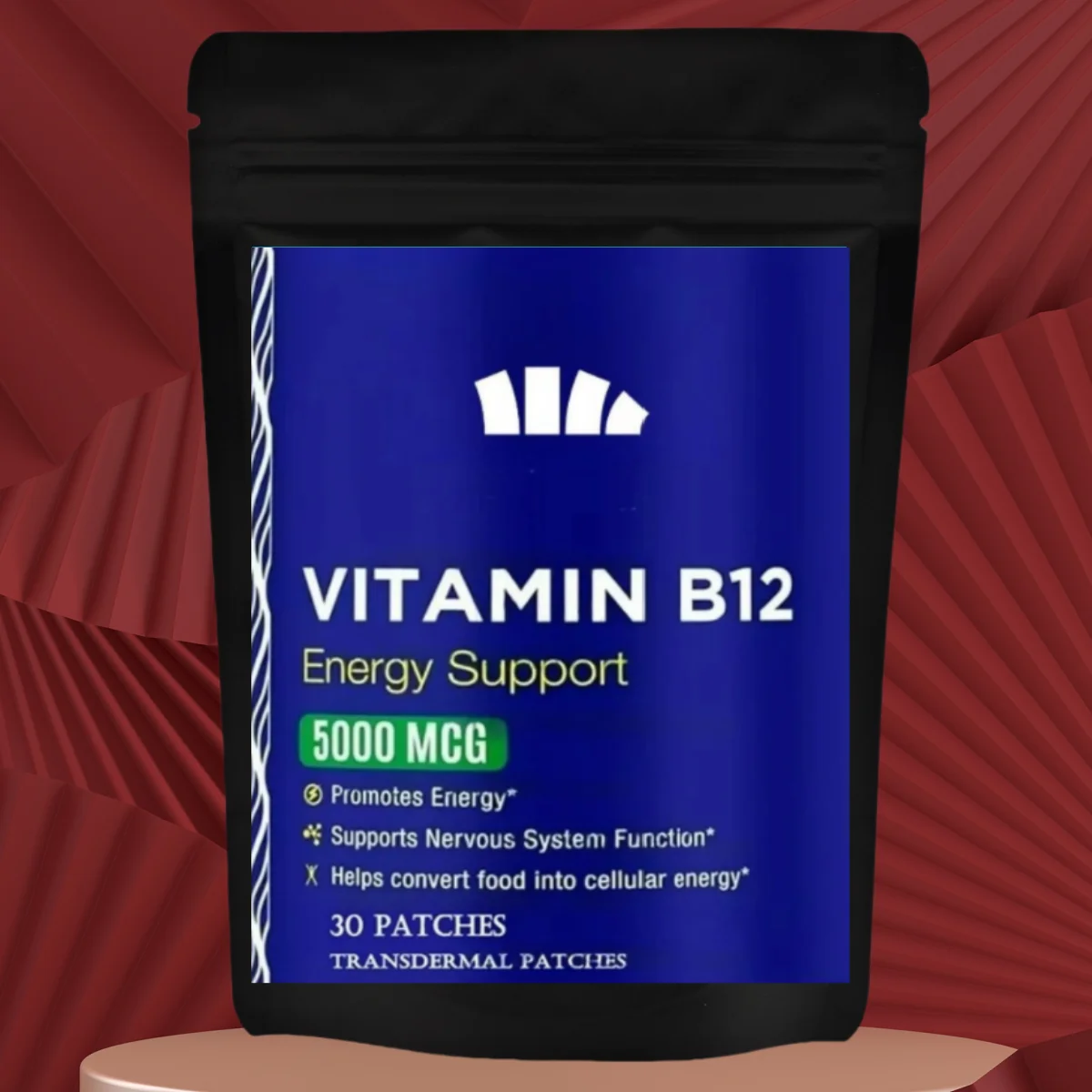 30 Patches Vitamin B12 Transdermal Patches - Upplement for Energy, Metabolism and Nervous System Health Support