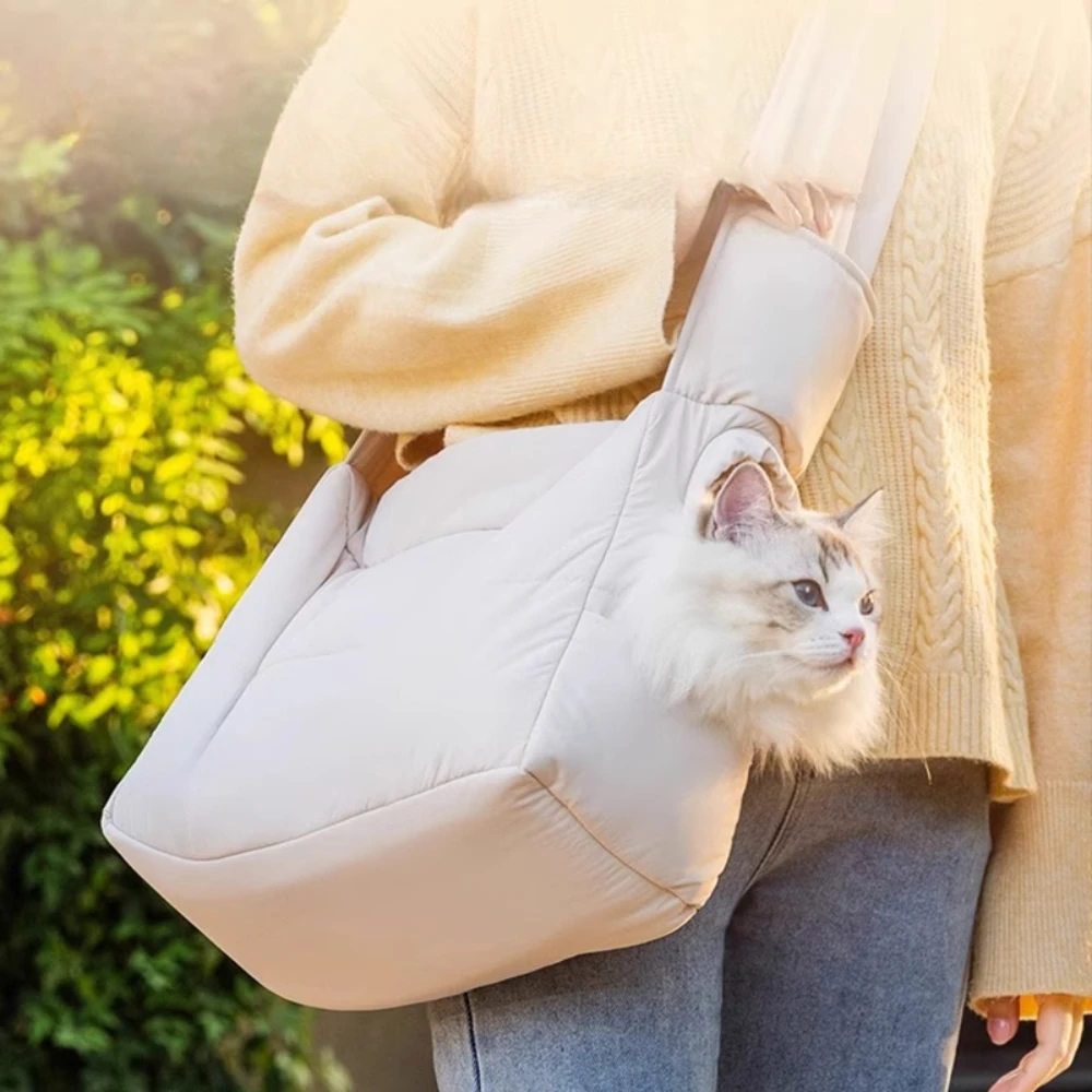 Pet Carrier Shoulder Bag Cat Carrier Sling Bag Winter Outdoor Puppy Travel Portable Warm Cat Walking