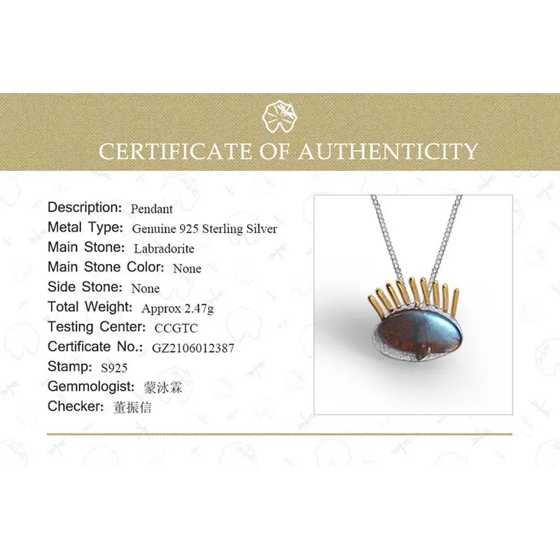 Pendant Necklace Silver Pendant Women 925 Sterling Silver Natural Labradorite Lotus Pendant