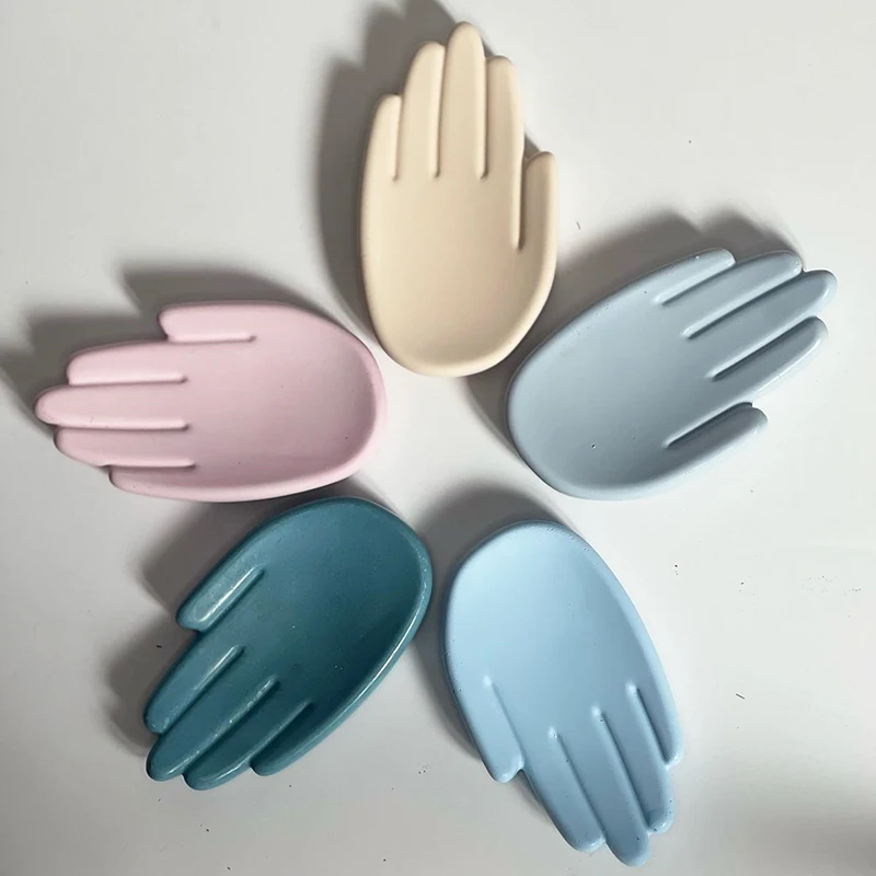 DIY Heart Storage Dish Hand Shaped Plate Silicone Molds For Handmade Cement Concrete Plaster Flower Tray Mould Home Decor silicone mold