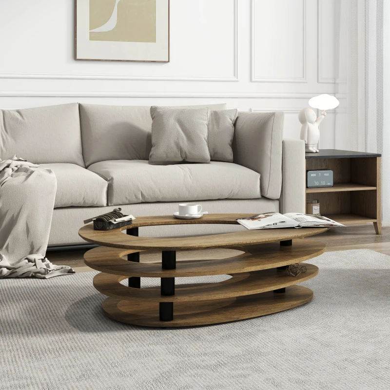Oval coffee table, designed boldly and aesthetically pleasing, easy to clean, sturdy and durable, suitable for living rooms 4