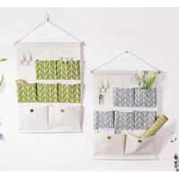 7 Pockets Cotton Linen Fabric Wall Door Hanging Bag Organizer Storage Pouches Wardrobe Closet Storage Bag Sundries Pouches 1
