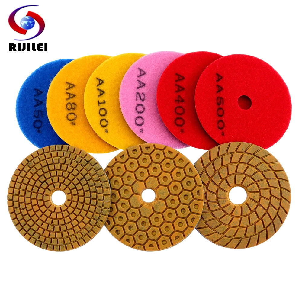 6 Stück/Set, 4 Zoll, hochwertige Polierpads, 100 mm, Hybrid, extra hartes Material, Nasspolierpad für Marmor, Granit und Stein, für schnelles Schleifen.