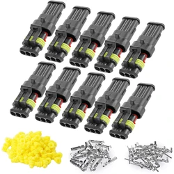 10 - Pack Waterproof Electrical Connector Plugs, 3 - Pin, 16 AWG, Male & Female for Vehicles and Marine Use (10pcs)