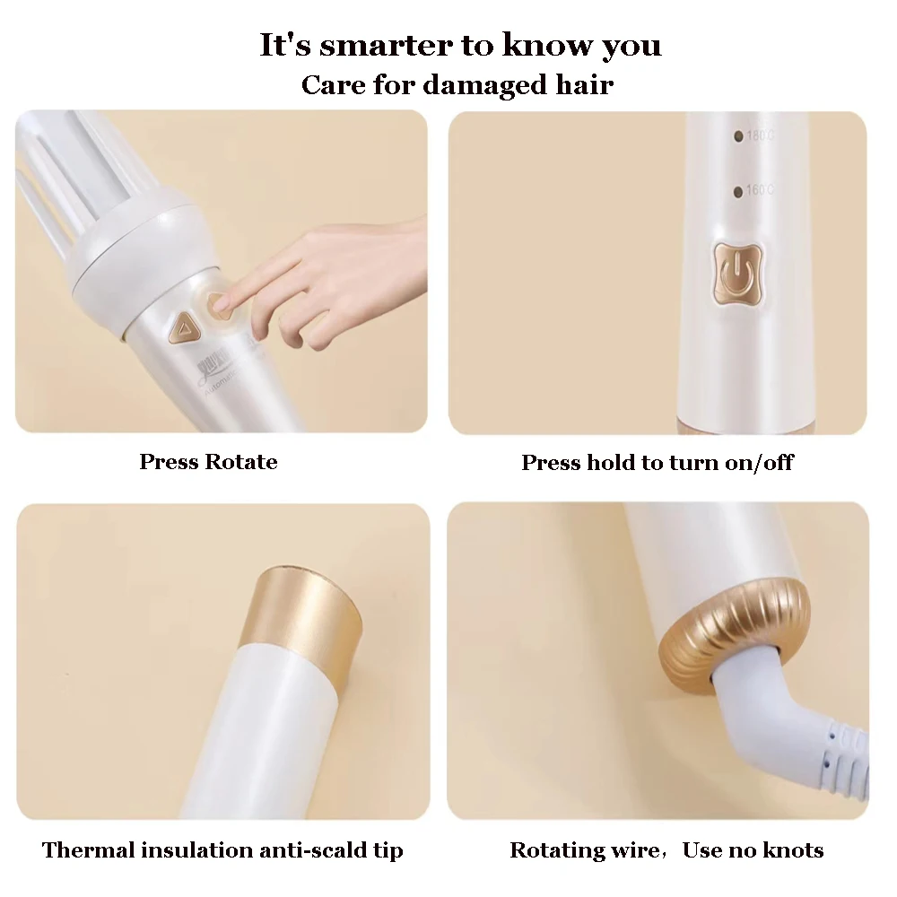 2 in 1 Automatic Rotating Hair Curler 13MM/32MM Hair Iron Interchangeable Iron Curler Set Styles Tool