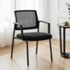JHK Mesh Back Stacking Arm Chairs 2 Pack For Home and OfficeEasy to Use and Store Outdoor and Indoor Sturdy Metal Chairs 2