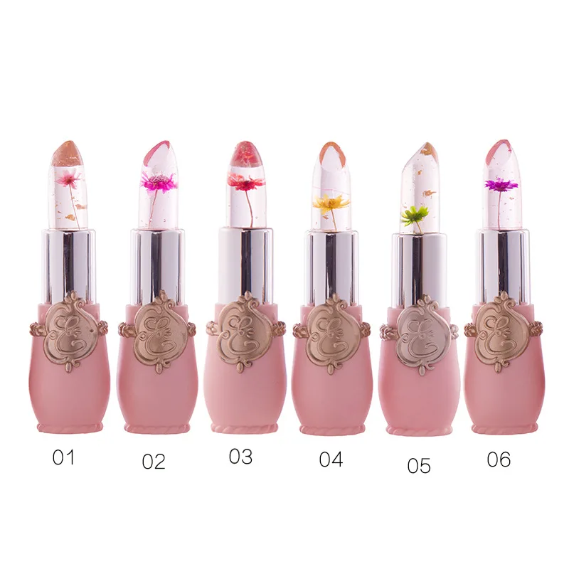 1pc Fashion Creative Jelly Flower Lipsticks Long-lasting Cosmetic Balm Makeup Temperature Moisturizing Change Lip Color 2021 |